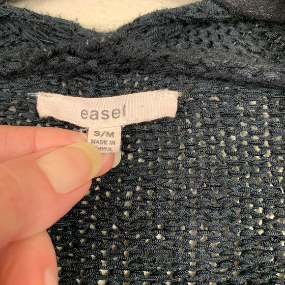 Easel Women’s Black Boho Fringe Whimsigoth Open Cardigan Size S/M - Picture 4 of 7